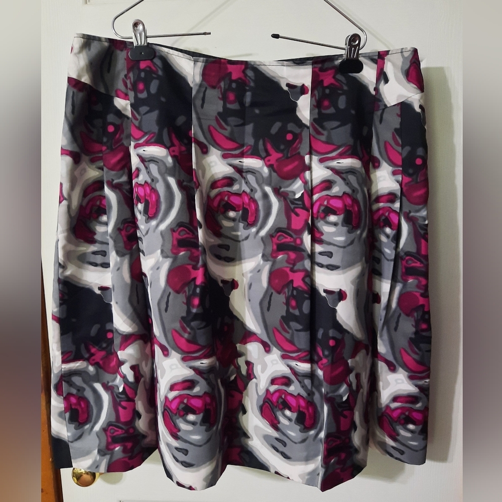 Spanner Plus Size Abstract Floral Print Skirt